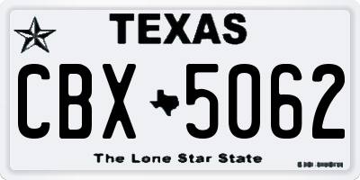 TX license plate CBX5062