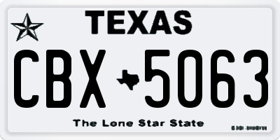 TX license plate CBX5063