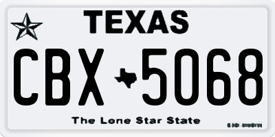 TX license plate CBX5068