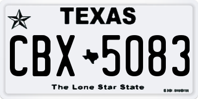 TX license plate CBX5083