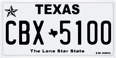 TX license plate CBX5100