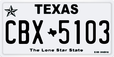TX license plate CBX5103