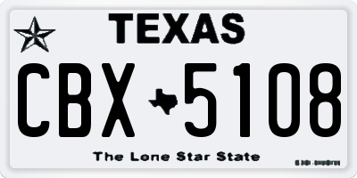 TX license plate CBX5108