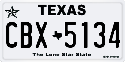 TX license plate CBX5134