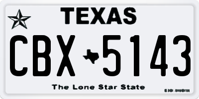 TX license plate CBX5143