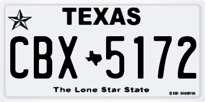 TX license plate CBX5172