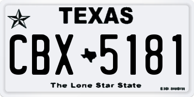 TX license plate CBX5181