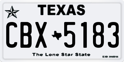 TX license plate CBX5183