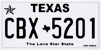 TX license plate CBX5201