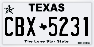 TX license plate CBX5231