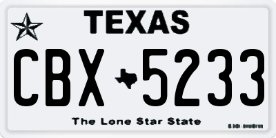 TX license plate CBX5233