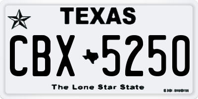TX license plate CBX5250