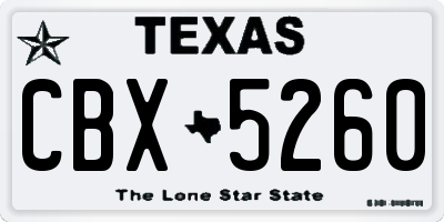 TX license plate CBX5260