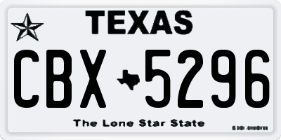 TX license plate CBX5296