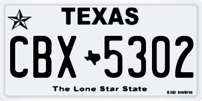 TX license plate CBX5302