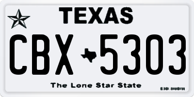 TX license plate CBX5303