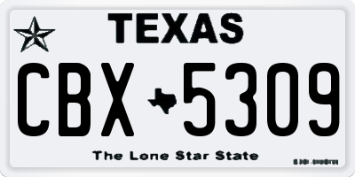 TX license plate CBX5309