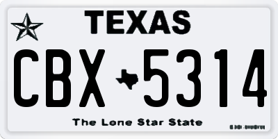TX license plate CBX5314