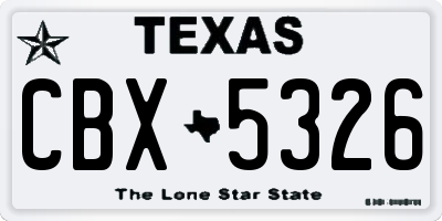 TX license plate CBX5326