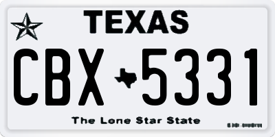 TX license plate CBX5331