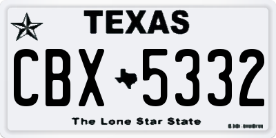 TX license plate CBX5332