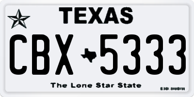 TX license plate CBX5333