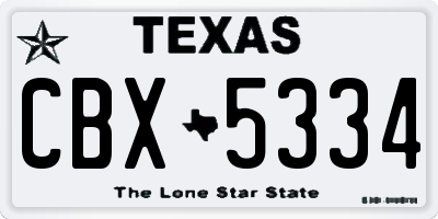 TX license plate CBX5334