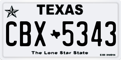 TX license plate CBX5343
