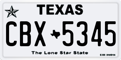 TX license plate CBX5345