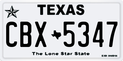 TX license plate CBX5347
