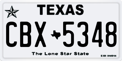 TX license plate CBX5348