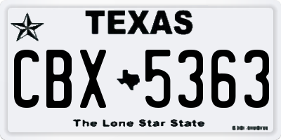 TX license plate CBX5363