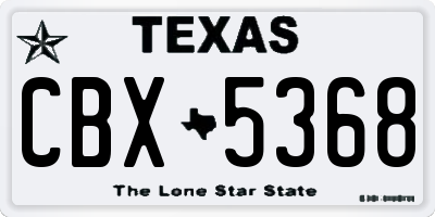 TX license plate CBX5368