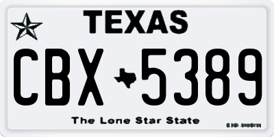 TX license plate CBX5389