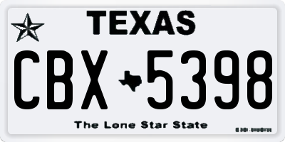 TX license plate CBX5398
