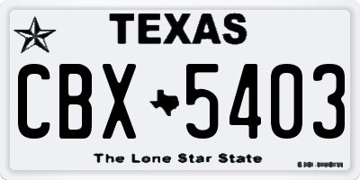 TX license plate CBX5403