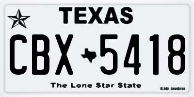 TX license plate CBX5418