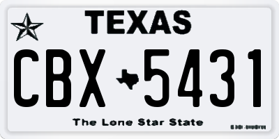 TX license plate CBX5431