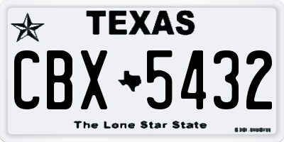 TX license plate CBX5432