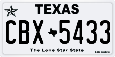 TX license plate CBX5433