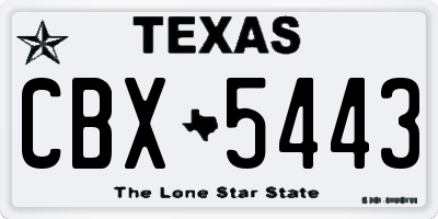 TX license plate CBX5443