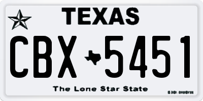 TX license plate CBX5451