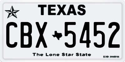 TX license plate CBX5452