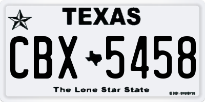 TX license plate CBX5458