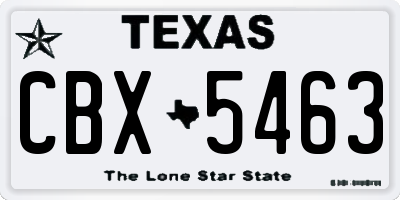 TX license plate CBX5463