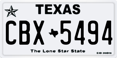 TX license plate CBX5494