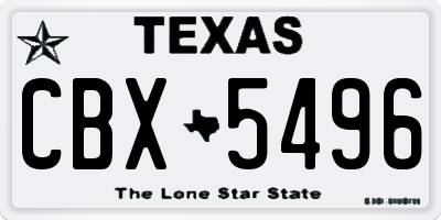 TX license plate CBX5496