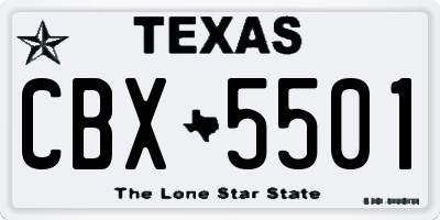 TX license plate CBX5501