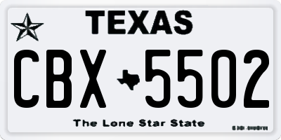 TX license plate CBX5502