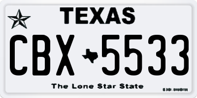 TX license plate CBX5533